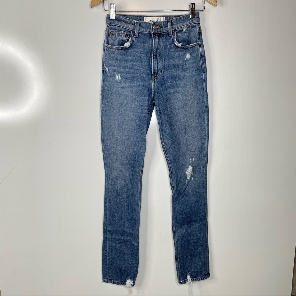 Reformation Hepburn Jeans in Rainier Wash Size 24‎ - Picture 3 of 8